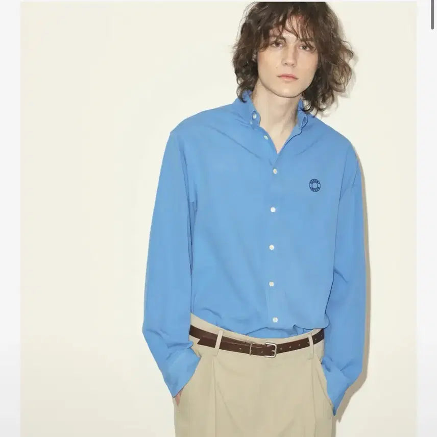 [BUNJANG] NOHANT Logo Oxford Shirt Blue / 노앙 셔츠 LOGO OXFORD SHIRT BLUE