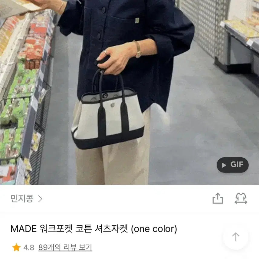 [BUNJANG] Minjikong Cotton Shirt Jacket Navy / 민지콩 코튼 셔츠자켓