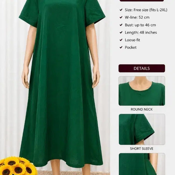 [BUNJANG] Green Loose Fit Daily Maxi Dress / 맥시 드레스