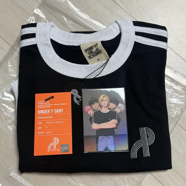 [BUNJANG] PLAVE Ringer T-Shirt Black Size M (Sealed) / 미개봉)플레이브 링거티 M 사이즈
