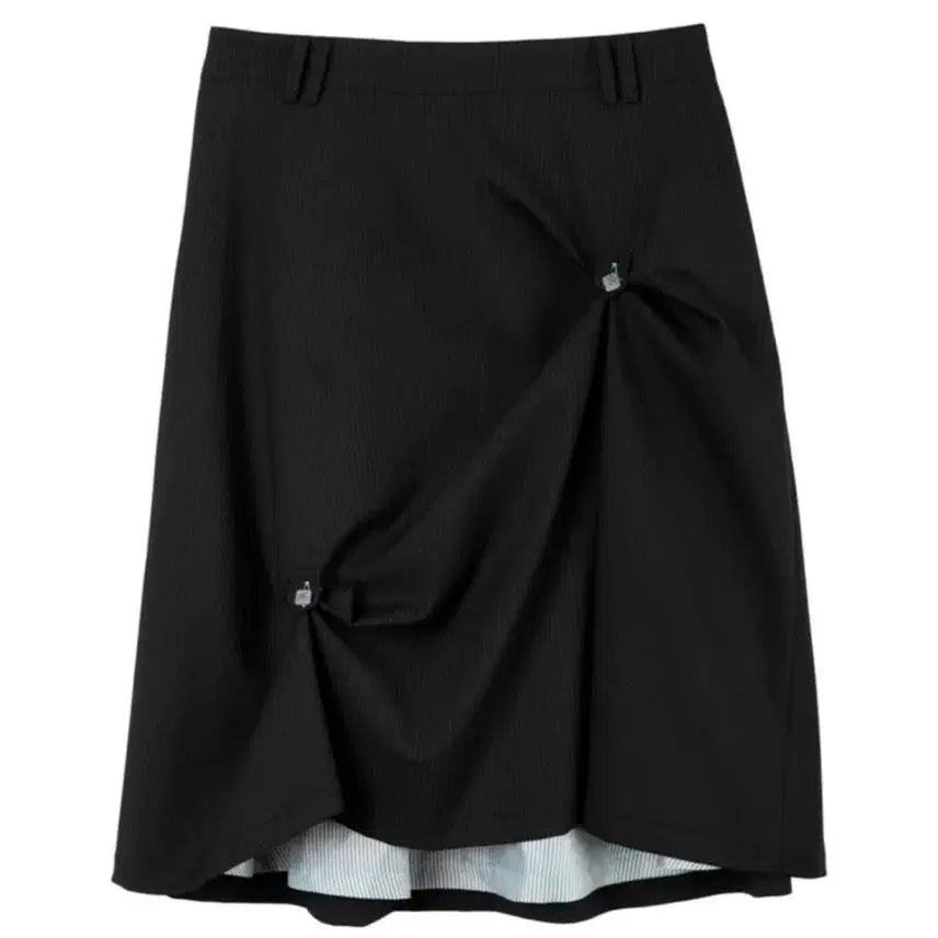 [BUNJANG] Heretic Button Layered Skirt Black / 헤레틱 버튼 레이어드 스커트 블랙