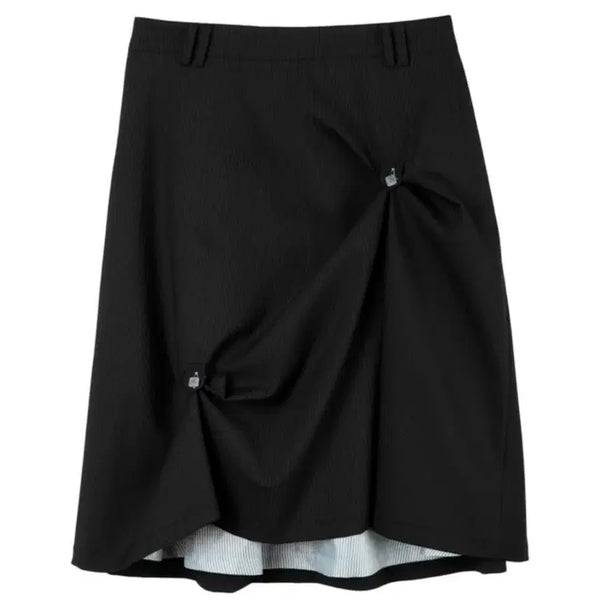 [BUNJANG] Heretic Button Layered Skirt Black / 헤레틱 버튼 레이어드 스커트 블랙