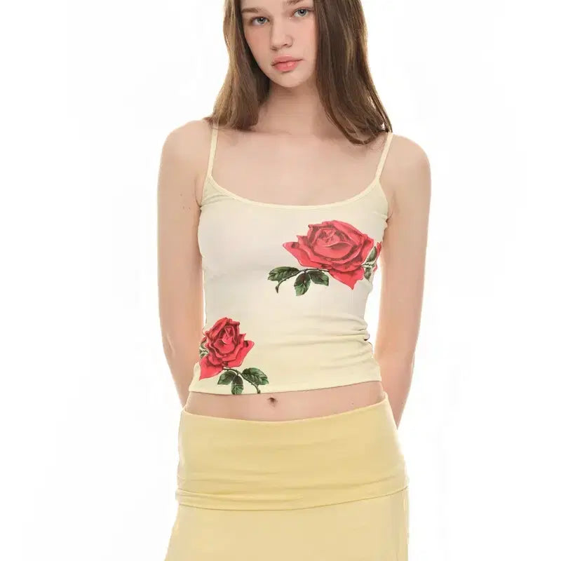 [BUNJANG] Toomuchtax Rose Sleeveless Top Yellow / Toomuchtax 투머치택스 로즈 슬리브리스 탑 옐로우