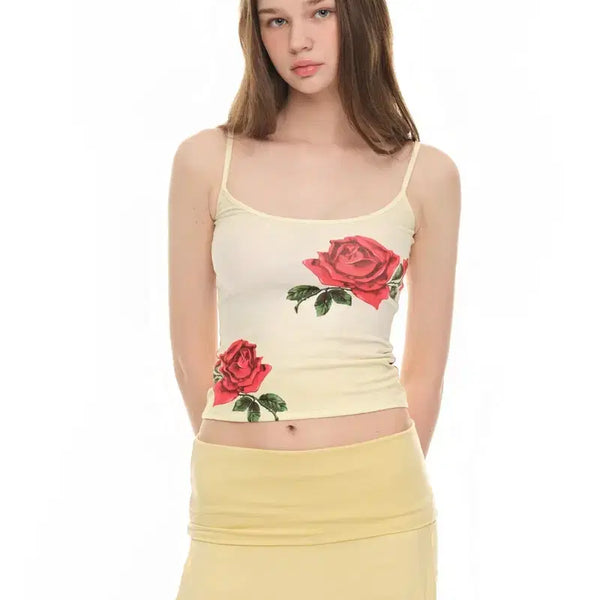 [BUNJANG] Toomuchtax Rose Sleeveless Top Yellow / Toomuchtax 투머치택스 로즈 슬리브리스 탑 옐로우
