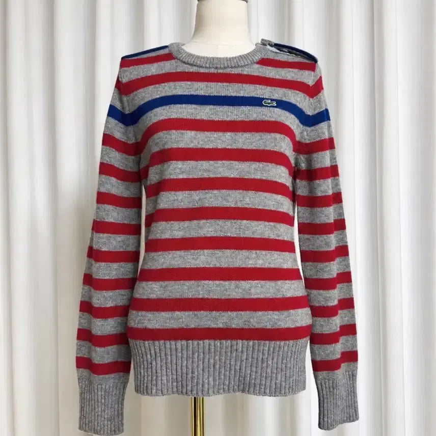 [BUNJANG] LACOSTE Women's 100% Wool Striped Knit (Size S) / (최상품급) LACOSTE 라코스테 여성 울100% 스트라이프 니트 36(S)