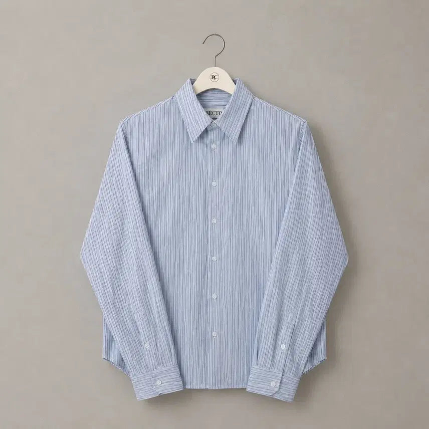 [BUNJANG] RECTO 25SS Wave Stripe Slim Fit Shirt Sky Blue / 25SS 렉토 웨이브 스트라이프 슬림핏 셔츠 스카이 블루