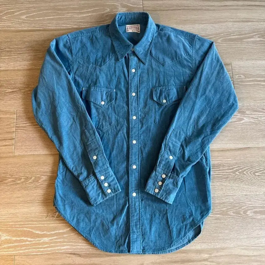 [BUNJANG] Boncoura Corduroy Western Shirt - Faded Blue / 본쿠라 코듀로이 웨스턴 셔츠