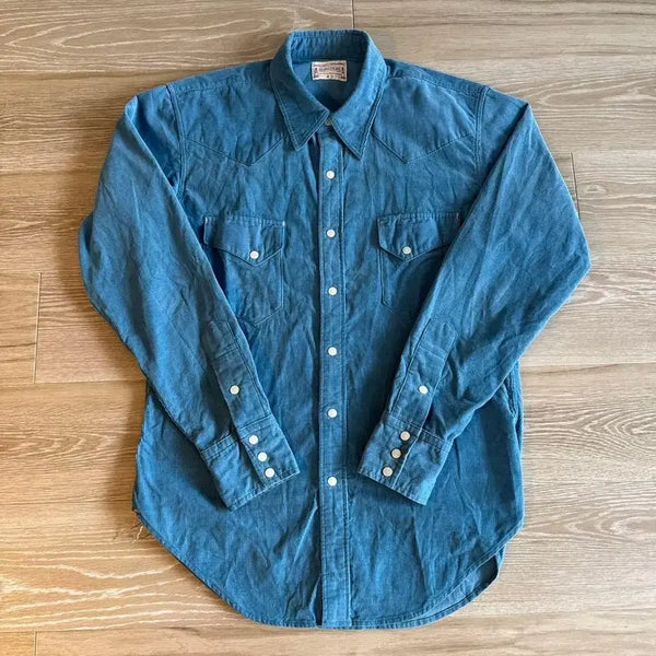 [BUNJANG] Boncoura Corduroy Western Shirt - Faded Blue / 본쿠라 코듀로이 웨스턴 셔츠