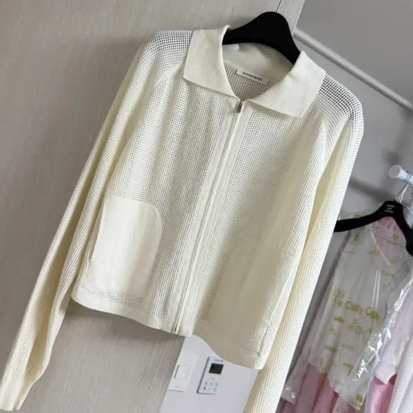 [BUNJANG] The Cashmere White Knit Zip-Up Cardigan / 더캐시미어 쇼팡백까지