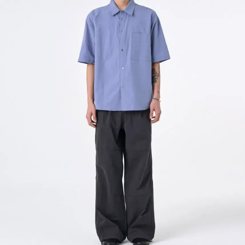 [BUNJANG] Arban Half Shirt Blue / 아르반 하프 셔츠 블루