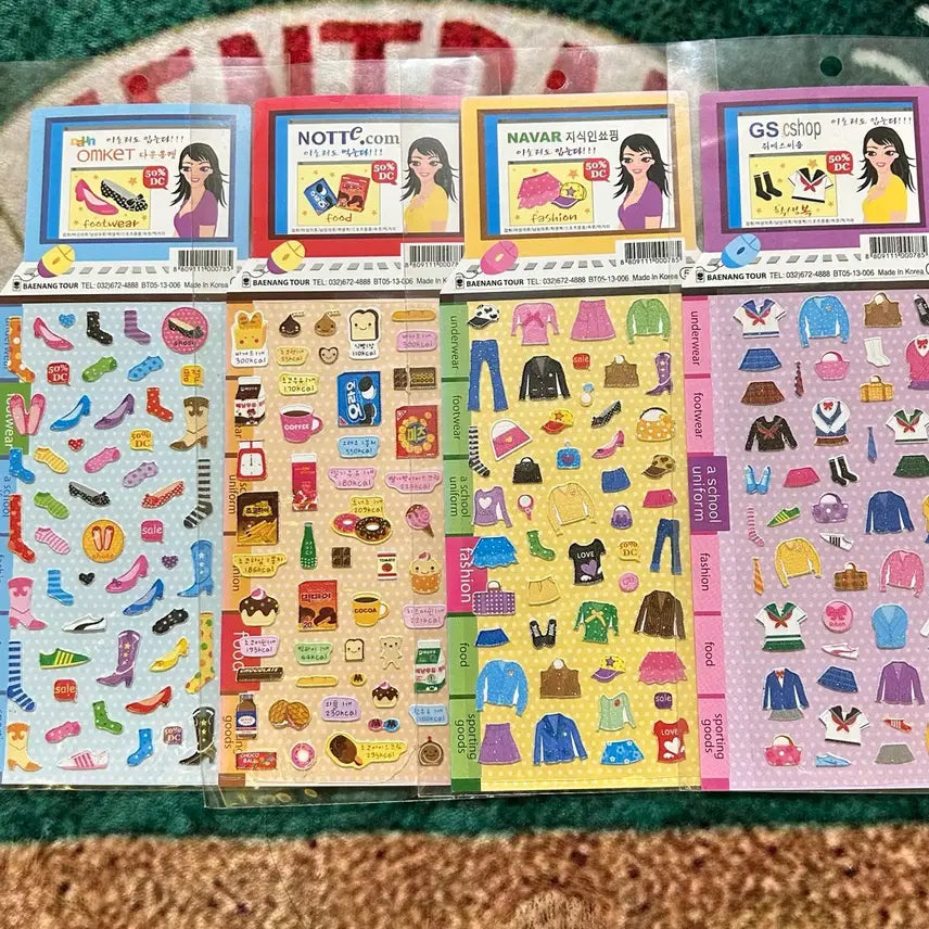 [BUNJANG] Food Parody Deco Stickers Bundle Set / 고전문구 먹지마 패러디 음식 옷 쇼핑 코디 스티커 일괄