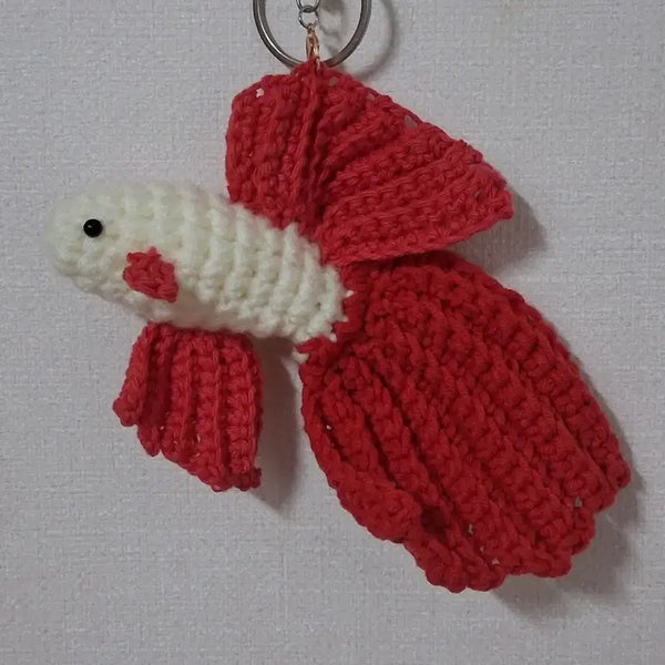 [BUNJANG] Handmade Betta Fish Keychain (Red) / 수제 베타물고기 키링 빨강