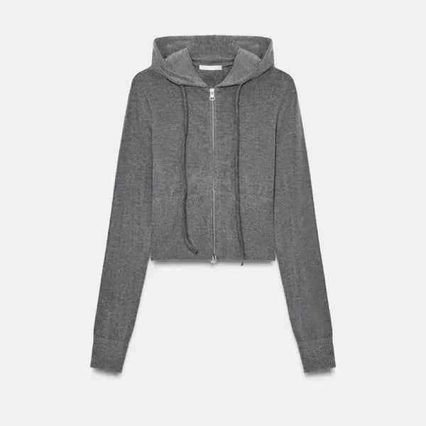 [BUNJANG] Zara Seamless Cropped Sweatshirt Hoodie Zip-Up S / 자라 심리스 크롭 스웨트셔츠 후드집업 S