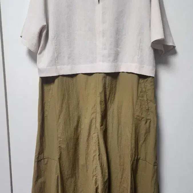 [BUNJANG] Olivia Lauren Linen Blend Dress (Size 105) / 올리비아로렌 카키/베이지 린넨 혼방 원피스(105  새제품)