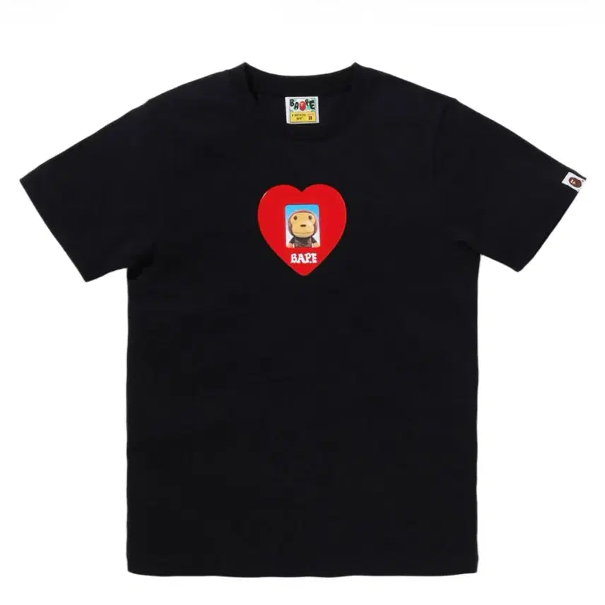 [BUNJANG] BAPE Milo Heart Photo T-Shirt Black / 베이프 하트 ID 마일로 포토 티셔츠 블랙 [S]