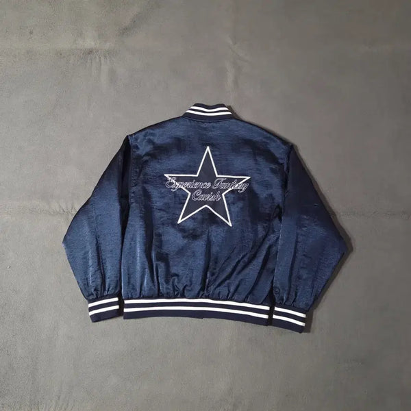 [BUNJANG] Carvishi Seller Logo Baseball Varsity Jacket Navy M / 카비시 셀러로고 베이스볼 바시티 자켓 M 네이비