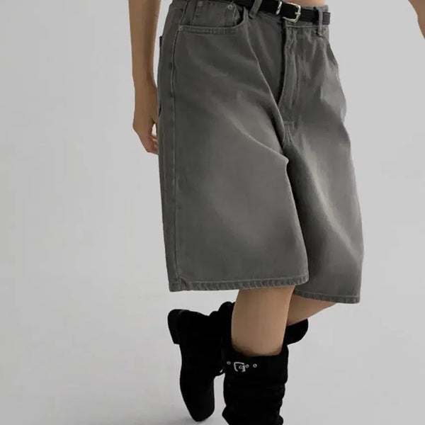 [BUNJANG] Manique Brother Bermuda Denim Pants Grey L / 매니크 브레더 버뮤다 데님 팬츠 그레이 L