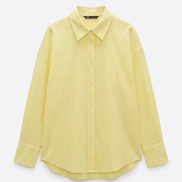 [BUNJANG] Zara Striped Shirt Yellow / 여성M/ 자라 스트라이프 셔츠 옐로우 빈티지킹