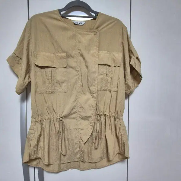 [BUNJANG] TIME 21SS Crinkle Sleeve Drawstring Shirt / 타임 21ss 턱 슬리브 드로우스트링 셔츠