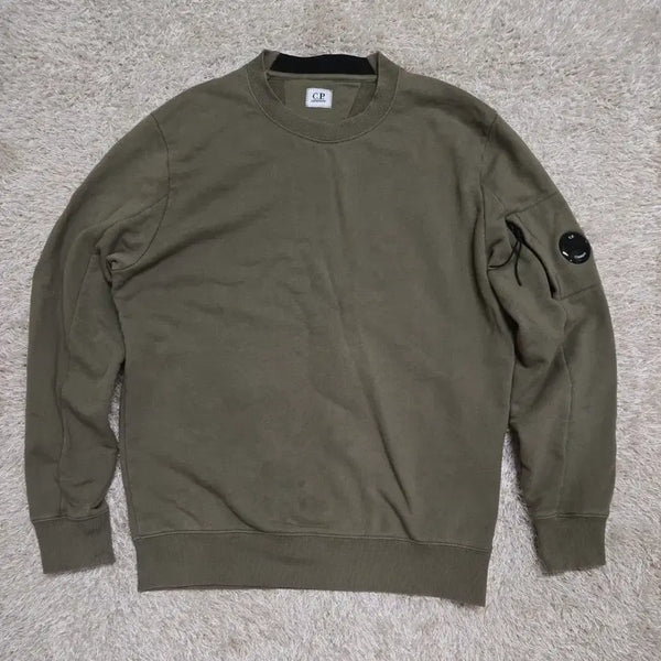 [BUNJANG] CP Company Khaki Sweatshirt with Lens Logo / CP컴퍼니 맨투맨 카키