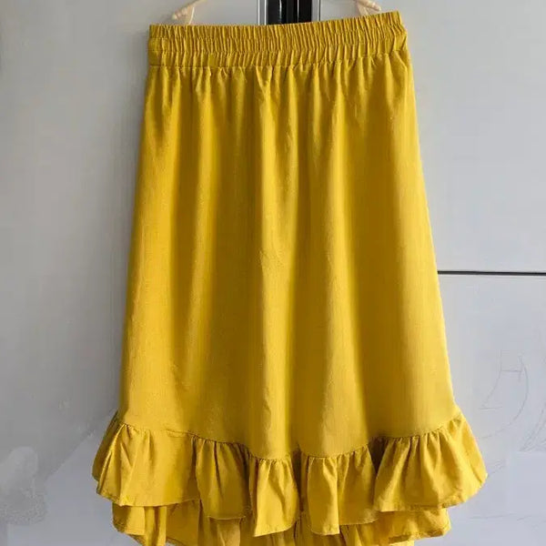 [BUNJANG] Women's Summer Linen Blend Banding Skirt / 여름 마 밴딩치마 FREE