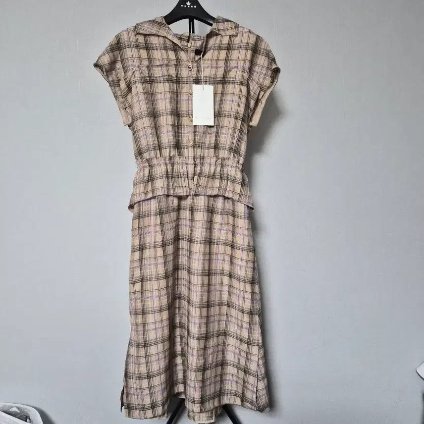 [BUNJANG] MICHAA Check Short-Sleeve Dress Size 55 / 새상품 미샤 55 체크 반팔 드레스 W-원피스-395