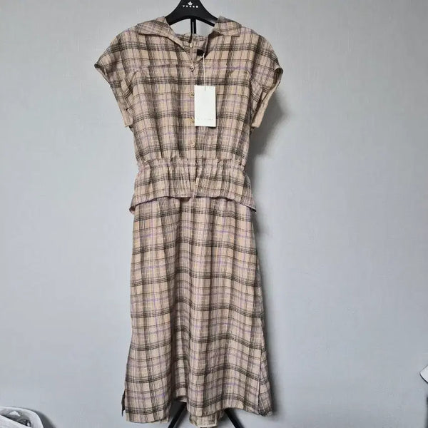[BUNJANG] MICHAA Check Short-Sleeve Dress Size 55 / 새상품 미샤 55 체크 반팔 드레스 W-원피스-395