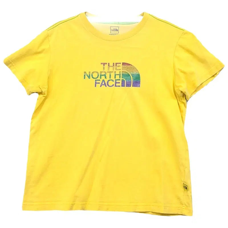 [BUNJANG] The North Face Printed Yellow T-Shirt / 노스페이스 프린팅 옐로우 반팔티 S/80