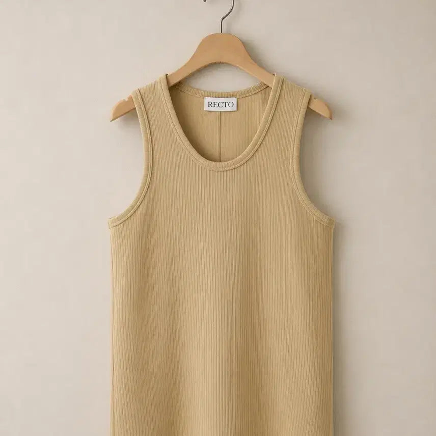[BUNJANG] RECTO 24FW RC Logo Jacquard Ribbed Tank Top Beige / 렉토 24FW RC 로고 자카드 리브드 탱크 나시 탑 베이지