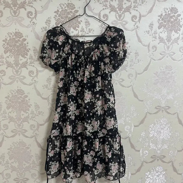 [BUNJANG] Vintage Flower Chiffon Dress / 빈티지 플라워 쉬폰 원피스
