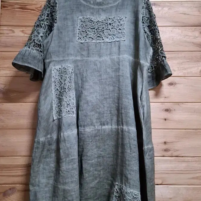 [BUNJANG] Linen Punching Lace Long Dress / 린넨 펀칭 레이스 롱 원피스