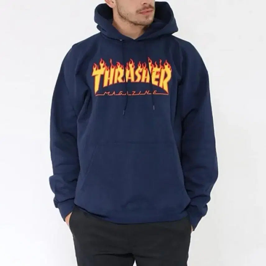 [BUNJANG] Thrasher Flame Logo Hoodie Navy XL / [XL] 트레셔 플레임 후드