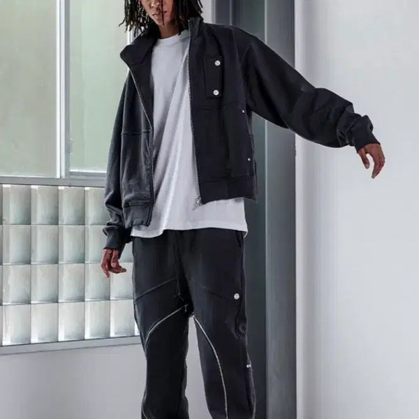 [BUNJANG] Lowring Guard Oblique Zipper Heavy Weight Pants Black / [L] 로어링가드 오블리크 지퍼 헤비 웨이트 팬츠 블랙