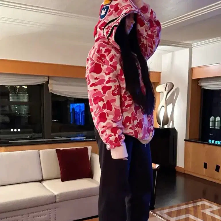 [BUNJANG] BAPE ABC Camo Shark Full Zip Hoodie Pink Camo / 베이프 ABC 카모 샤크 풀집 후드 핑크 카모후드집업 [M]
