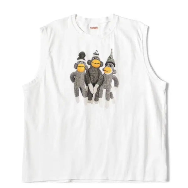 [BUNJANG] Kapital Monkey Sleeveless Top White / 캐피탈 몽키 슬리브리스