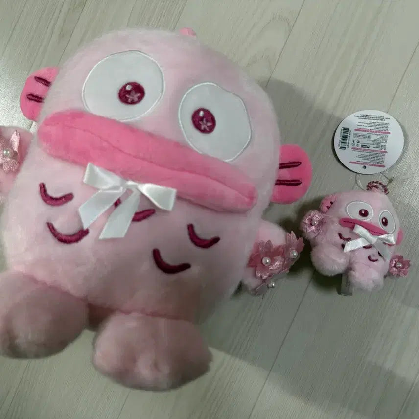 [BUNJANG] Sanrio Hangyodon Pink Cherry Blossom Plush Set (25cm, 8cm) / (2개 세트) 산리오 핑크톤 벚꽃 한교동 25cm 8cm 인형 키링