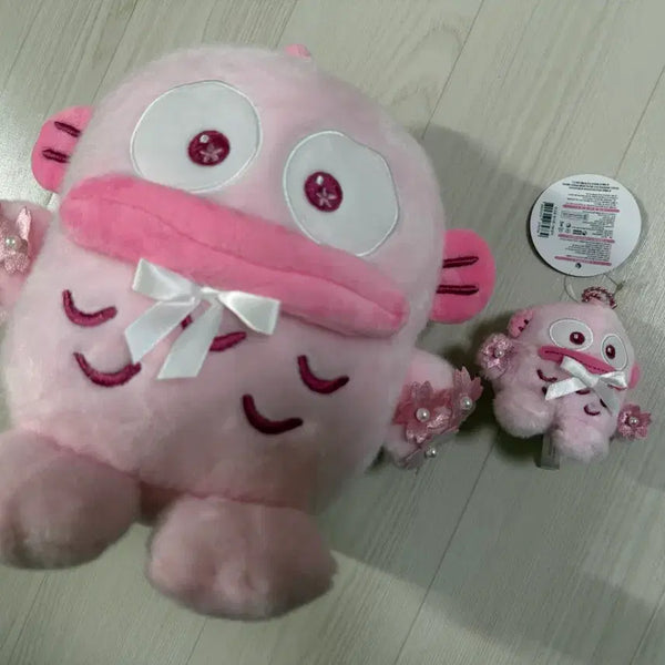 [BUNJANG] Sanrio Hangyodon Pink Cherry Blossom Plush Set (25cm, 8cm) / (2개 세트) 산리오 핑크톤 벚꽃 한교동 25cm 8cm 인형 키링