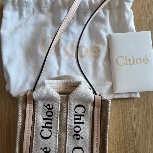 [BUNJANG] Chloe Woody Tote Bag Beige/Pink / (정품) 끌로에 토트백