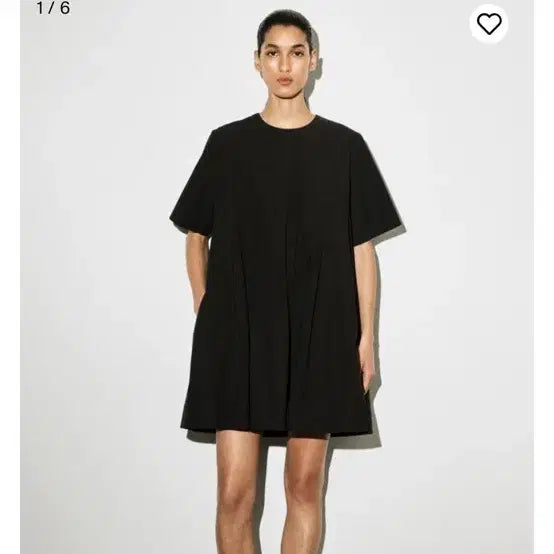 [BUNJANG] COS Pleated Cotton Poplin T-Shirt Dress Black / 코스 플리티드 코튼 포플린 티셔츠 드레스