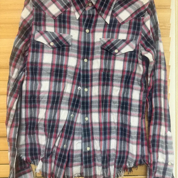 [BUNJANG] Pledge Western Damaged Checkered Shirt Size 46 / 플랫지 웨스턴 데미지 체크셔츠 46사이즈