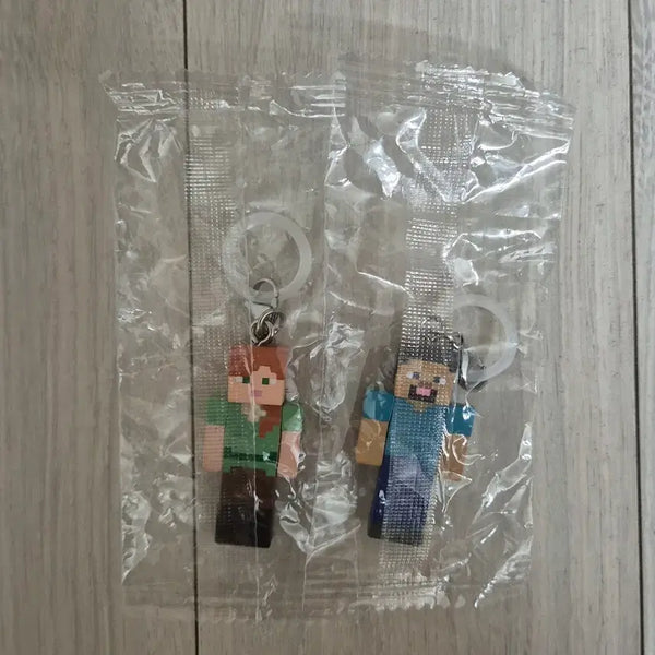 [BUNJANG] Minecraft Steve & Alex Mezilushi Figure Keychains (Bundle Set) / 마인크래프트 스티브 알렉스 메지루시 장식