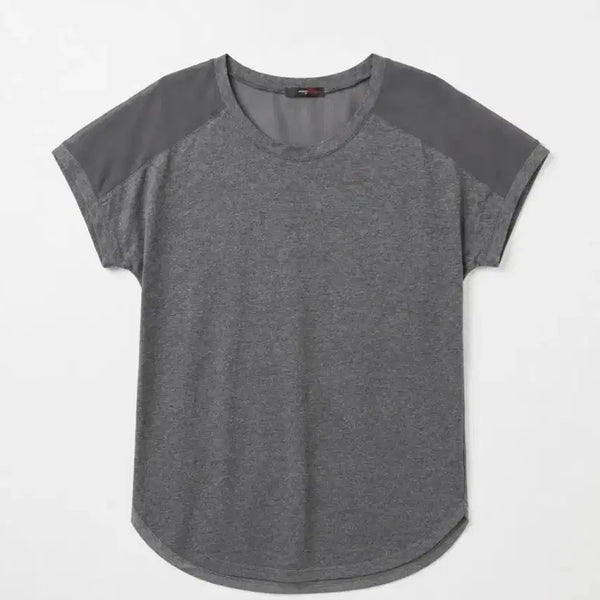 [BUNJANG] JISEN Charcoal Color Block Short Sleeve T-Shirt / 여성100/ 지센 차콜 배색 반팔 티셔츠 빈티지킹