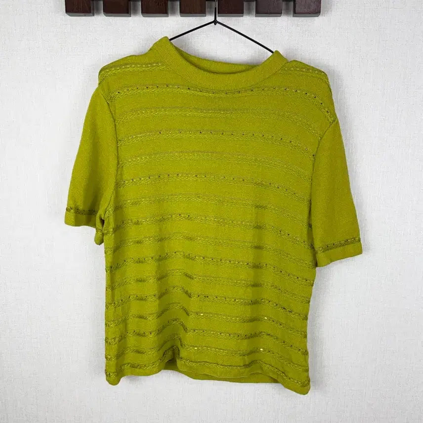 [BUNJANG] ST. JOHN Lime Cubic Knit / ST. JOHN 라임 큐빅 니트 정품