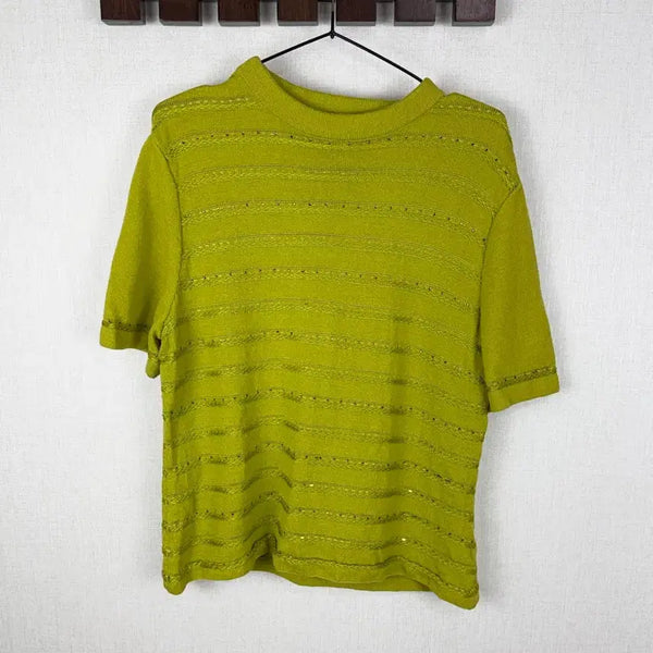 [BUNJANG] ST. JOHN Lime Cubic Knit / ST. JOHN 라임 큐빅 니트 정품