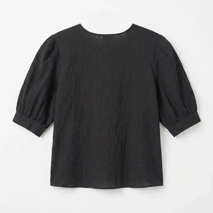 [BUNJANG] Vintage King Black Puff Sleeve Textured Blouse / 여성F/ 국내제작 밀크캔디 블랙 퍼프 소매 텍스처 블라우스 빈티지킹