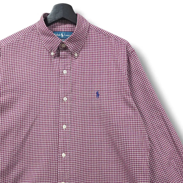 [BUNJANG] Polo Ralph Lauren Brown Check Cotton Classic Fit Long Sleeve Shirt (Size M) / [M] 폴로 브라운 체크 코튼 클래식핏 긴팔셔츠