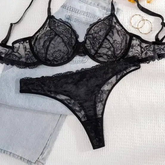 [BUNJANG] Black Lace Lingerie Set / 블랙 레이스 속옷