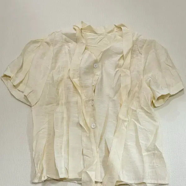 [BUNJANG] Cream Tie Blouse / (새상품)크림색 타이 블라우스