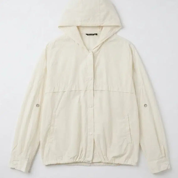 [BUNJANG] Nice Claup Women's Hooded Windbreaker Jacket Ivory / 여성F/ 나이스클랍 후드 바람막이 자켓 아이보리 빈티지킹