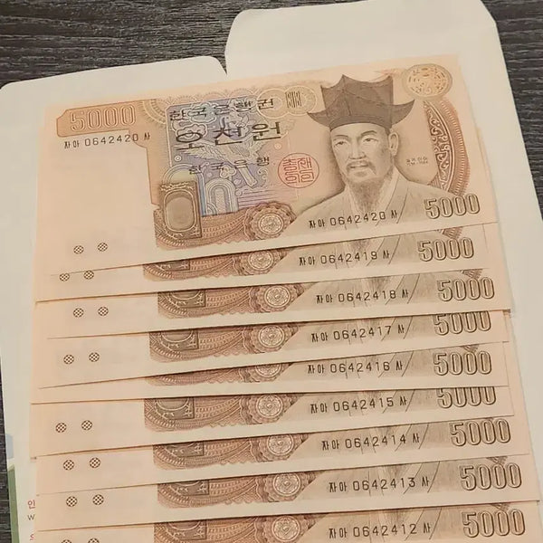 [BUNJANG] Bank of Korea 3rd Series 5,000 Won Banknotes (1994) - Consecutive Serial Numbers (9 Notes) / 옛날돈, 한국은행 3차 오천원권 구권 9장 연번 , 장당 1만원